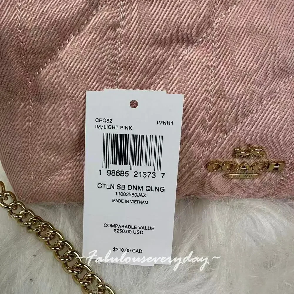 Coach Quilted Pink Shoulder Bag with Chain Strap